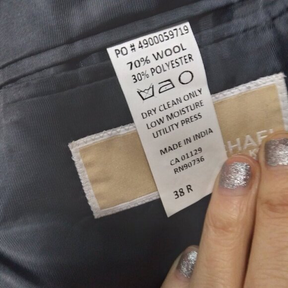 Navy Wool Blend Blazer Gun Metal Crest Buttons&Welted Flap Front Pockets Sz38 - Picture 6 of 9